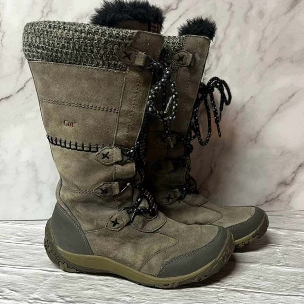 CAT Urban Utility Suede Buckskin Tall Winter Boots In Dark Dull Grey